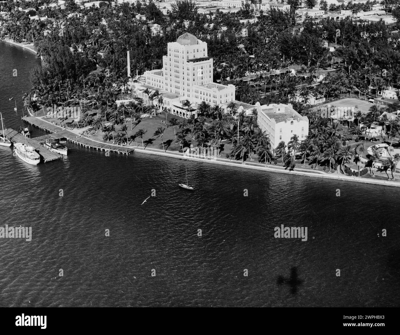 Vue aérienne de Miami, Floride 1947 Banque D'Images