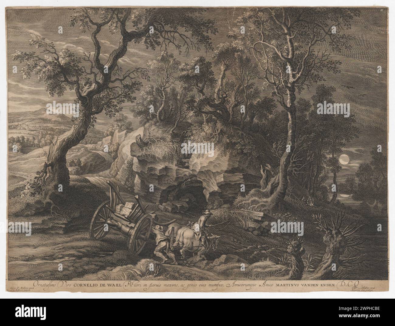 Paysage avec un chariot de pierres, de la série 'petits glissements de terrain' ; Bolswert, Schelte (CA 1586-1659), Rubens, Peter Paul (1577-1640), Hendricx, Gillis (FL. 1645-) ; 1640-1657 (1640-00-00-1657-00-00); Banque D'Images