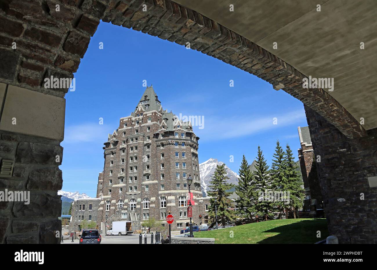 Vue latérale au Fairmont Banff Springs, Canada Banque D'Images