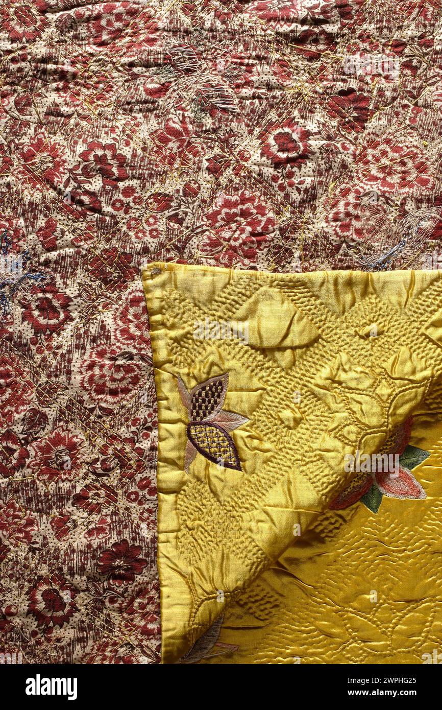 Une couette du XVIIIe siècle, connue sous le nom de BOK, montrant la construction textile et la conception du tissu de l'époque. Banque D'Images