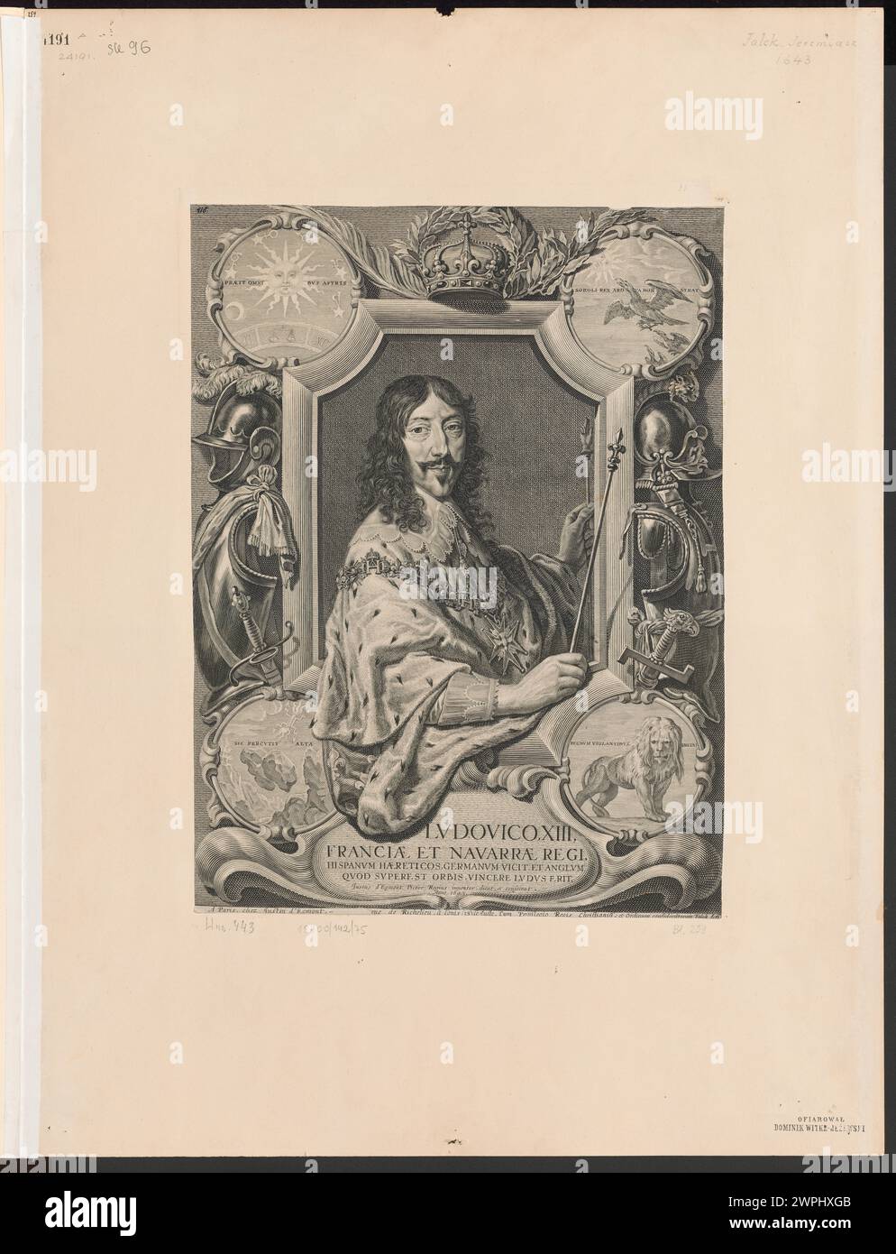 Portrait de Louis XIII, roi de France et de Navarre, peint par Jeremias Falck et Justus Van Egmont (1643), montrant la tenue royale et les traits du visage. Banque D'Images