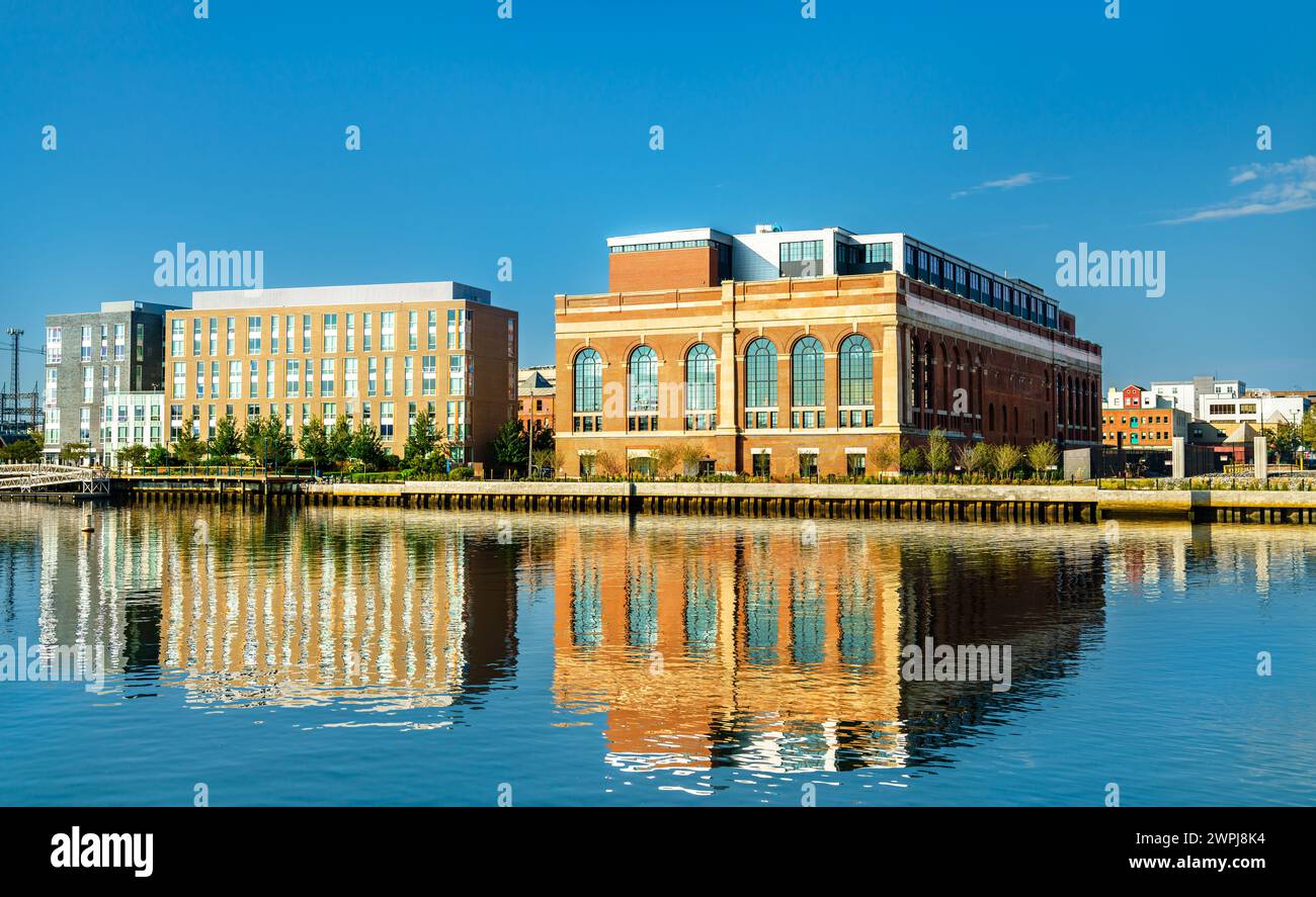 Bâtiments historiques de la rivière Providence à Providence - Rhode Island, États-Unis Banque D'Images
