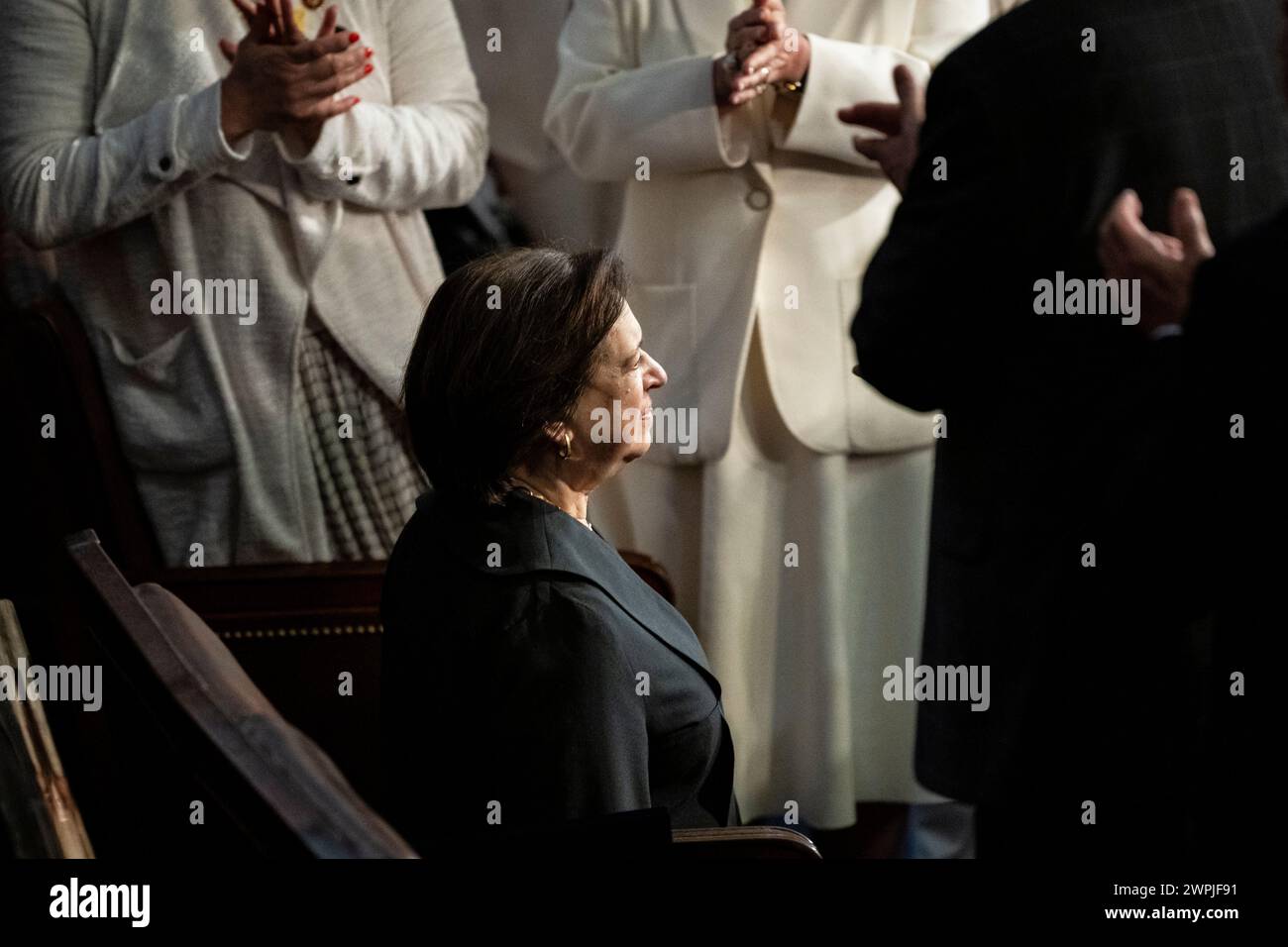 Washington, États-Unis. 07 mars 2024. Elena Kagan, juge de la Cour suprême, arrive à la Chambre avant le discours annuel du président Biden sur l'état de l'Union, au Capitole, le 7 mars 2024 à Washington, DC (Graeme Sloan/Sipa USA) crédit : Sipa USA/Alamy Live News Banque D'Images
