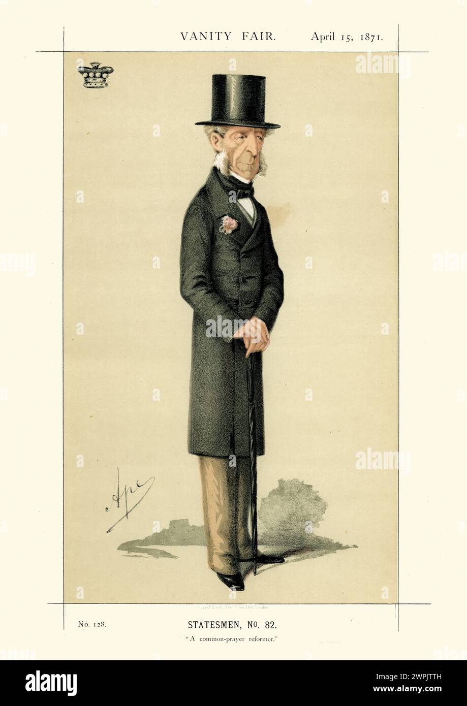 Caricature victorienne de Robert Grosvenor, 1er baron Ebury, courtisan britannique et homme politique whig. Il a servi comme contrôleur de la maison entre 1 Banque D'Images