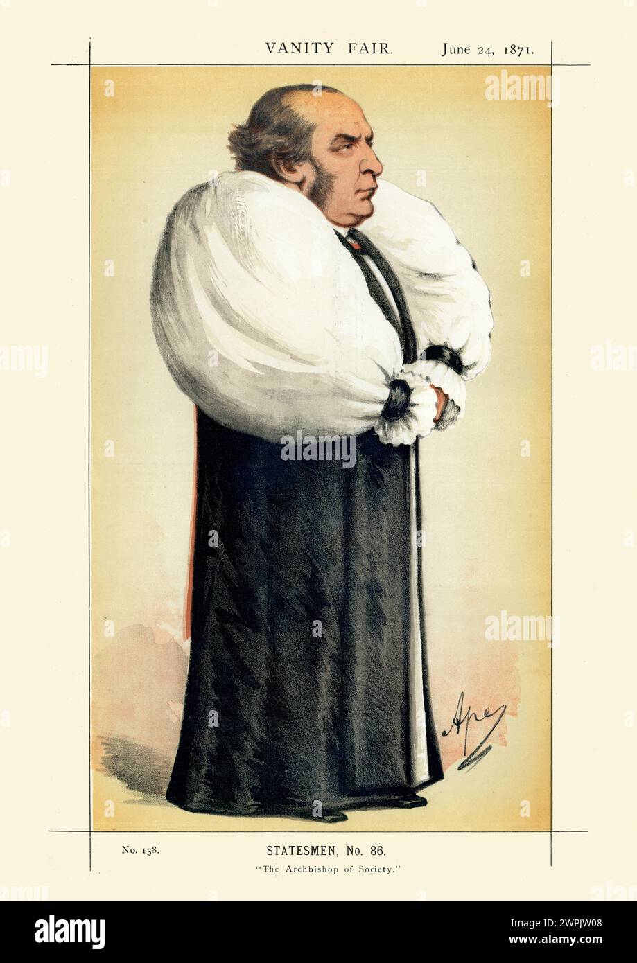 Caricature victorienne de William Thomson archevêque d'York. Par APE (Carlo Pellegrini). Vanity Fair 1871 Banque D'Images