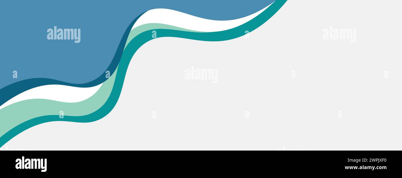 Modèle de bannière bleu acier abstrait et sarcelle avec des formes de courbe de fond dynamiques. Moderne turquoise foncé webinaire entreprise bannière design web, brochure Illustration de Vecteur