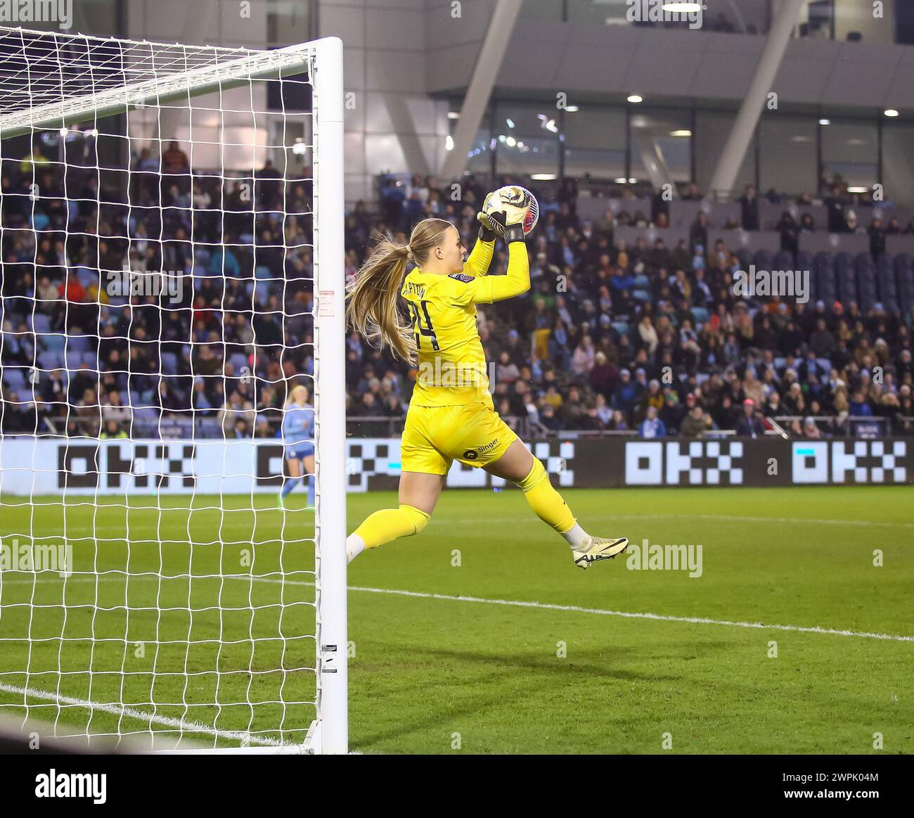 Manchester, Royaume-Uni. 07 mars 2024. Manchester, Angleterre, le 7 mars 2024 la gardienne de but Hannah Hampton (24 Chelsea) participe au match de la Coupe continentale féminine SAVE FA entre Manchester City et Chelsea au joie Stadium de Manchester, en Angleterre. (BEAST/SPP) crédit : photo de presse sportive SPP. /Alamy Live News Banque D'Images