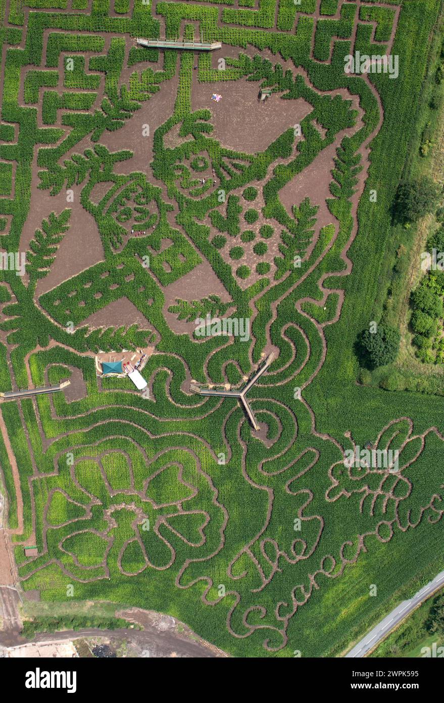 09/07/14 Un champ de maïs de dix acres est transformé en un labyrinthe géant d'épouvantail. Les personnages sont tirés du nouveau livre de Julia Donaldson - The Strarecrows' W. Banque D'Images