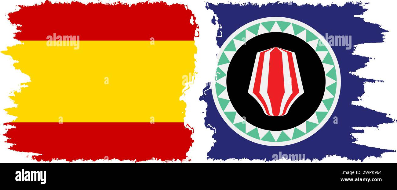 Bougainville et l'Espagne grunge drapeaux connexion, vecteur Illustration de Vecteur