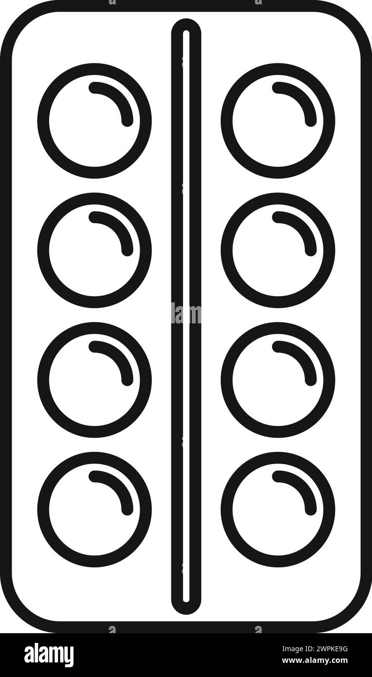 Vecteur de contour d'icône de blister de pilules. Potion forte de résistance. Vaccin de soins thérapeutiques Illustration de Vecteur