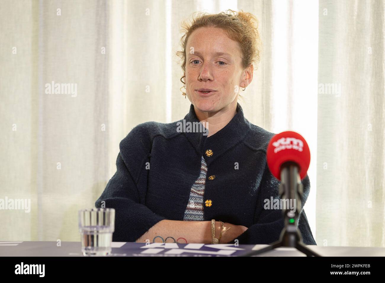 Gand, Belgique. 08 mars 2024. La belge Hanne Verbruggen photographiée lors d'une conférence de presse en prévision du championnat belge de semi-marathon de ce week-end, vendredi 08 mars 2024, à Gand. BELGA PHOTO JAMES ARTHUR GEKIERE crédit : Belga News Agency/Alamy Live News Banque D'Images
