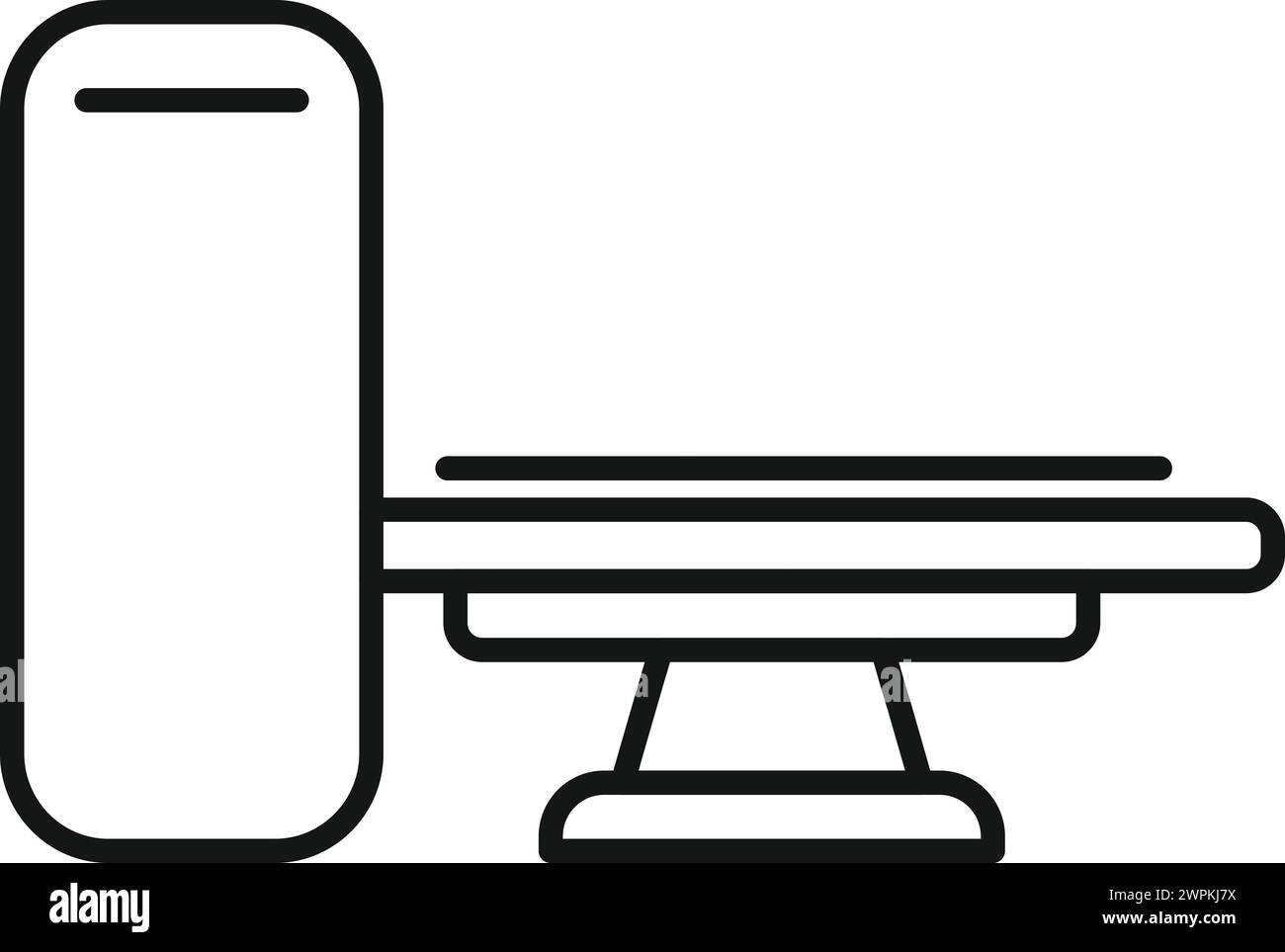 Vecteur de contour d'icône de dispositif irm clinique. Emplacement de la salle. Centre clinique infirmière Illustration de Vecteur