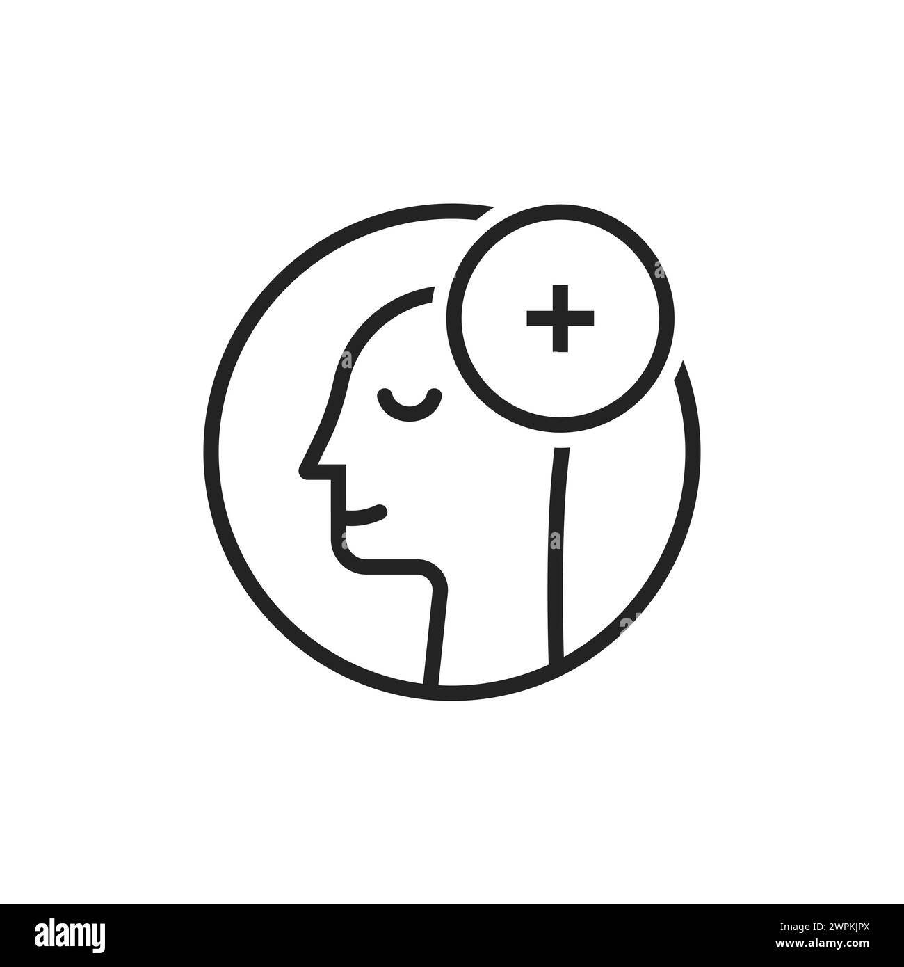une tête humaine linéaire comme une attitude positive Illustration de Vecteur