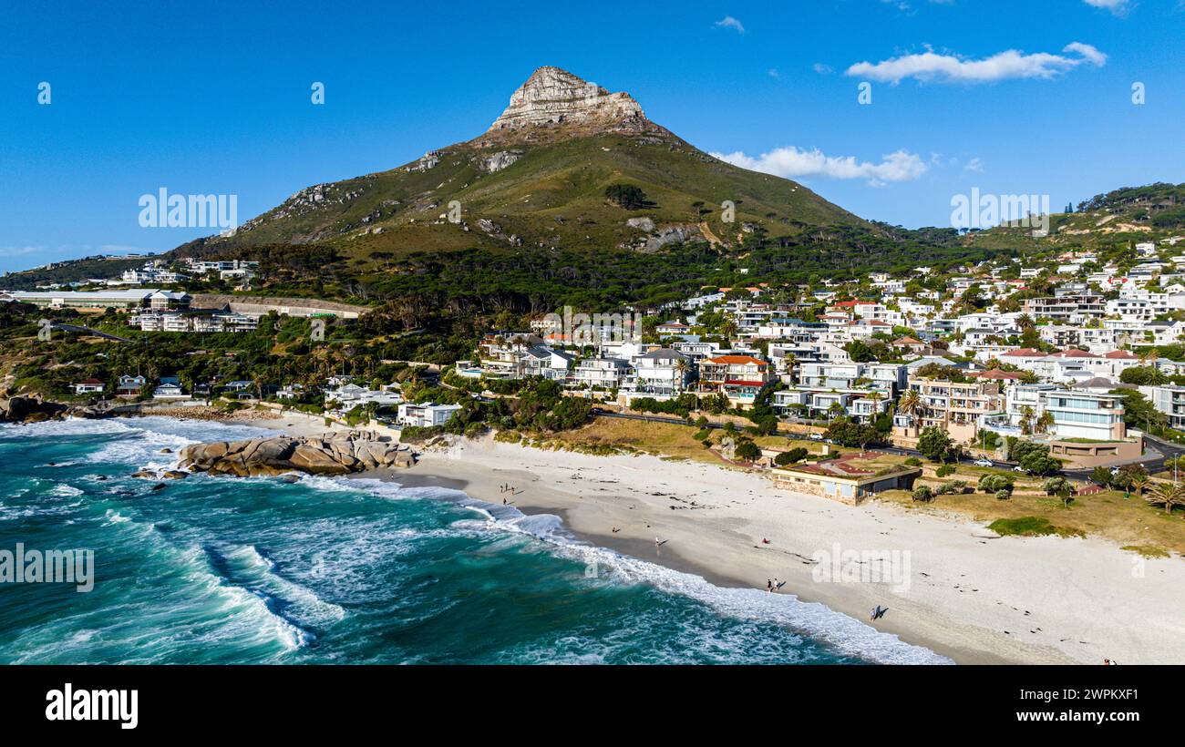 Aérien de la tête de lion et camps Bay, Cape Town, Afrique du Sud, Afrique Banque D'Images