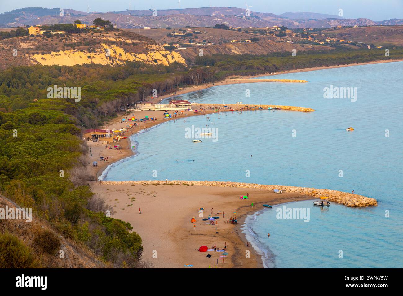 Spiaggia di Eraclea Minoa, vue panoramique sur la plage, Sicile, Italie, Méditerranée, Europe Banque D'Images