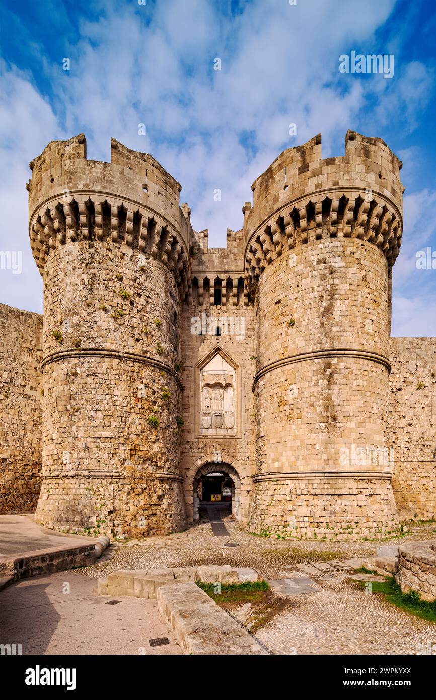 Sea Gate, vieille ville médiévale, Rhodes City, Rhodes Island, Dodécanèse, îles grecques, Grèce, Europe Banque D'Images