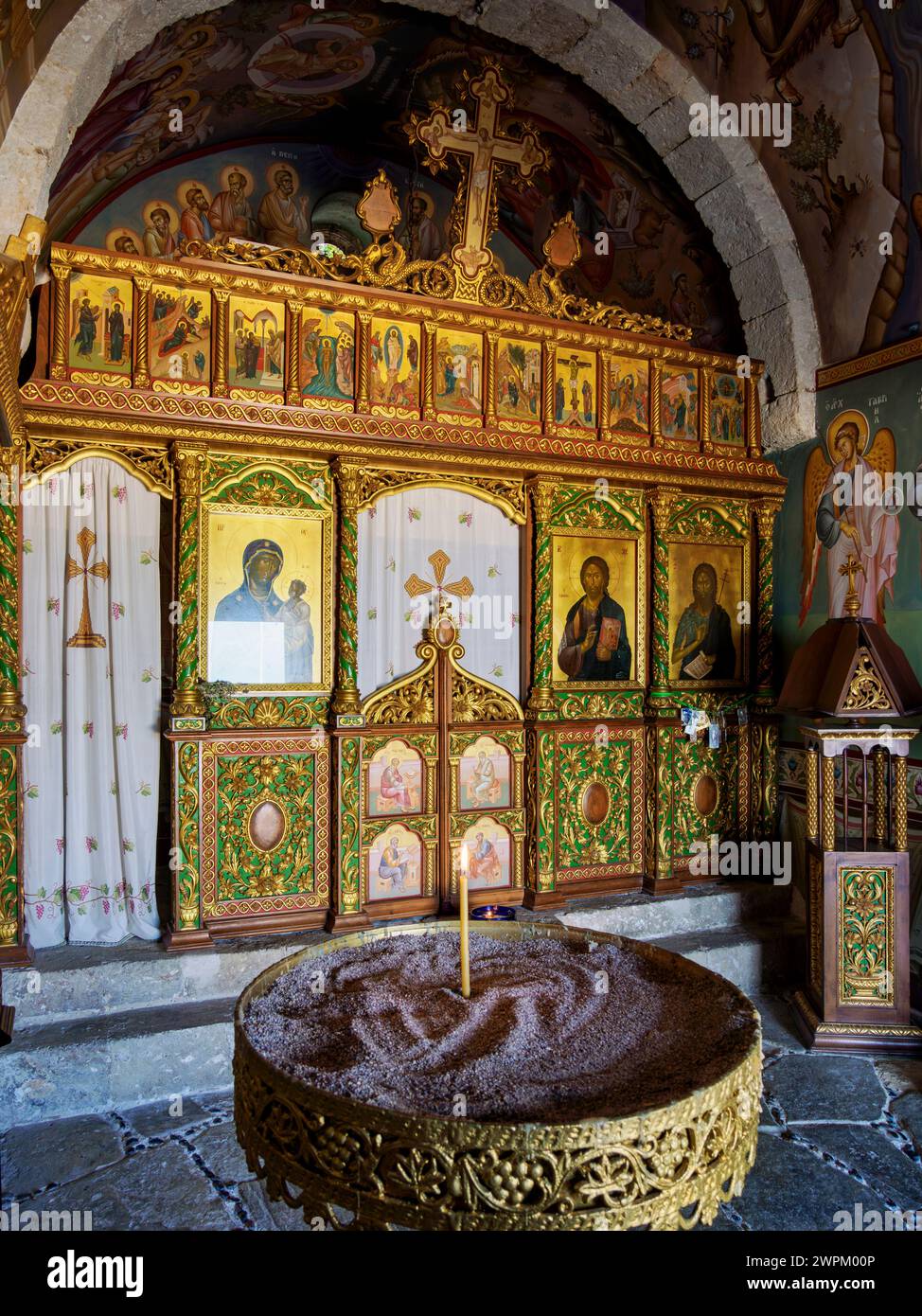 Saint Jean Baptiste Sainte Chapelle orthodoxe de thym, intérieur, île de Kos, Dodécanèse, îles grecques, Grèce, Europe Banque D'Images