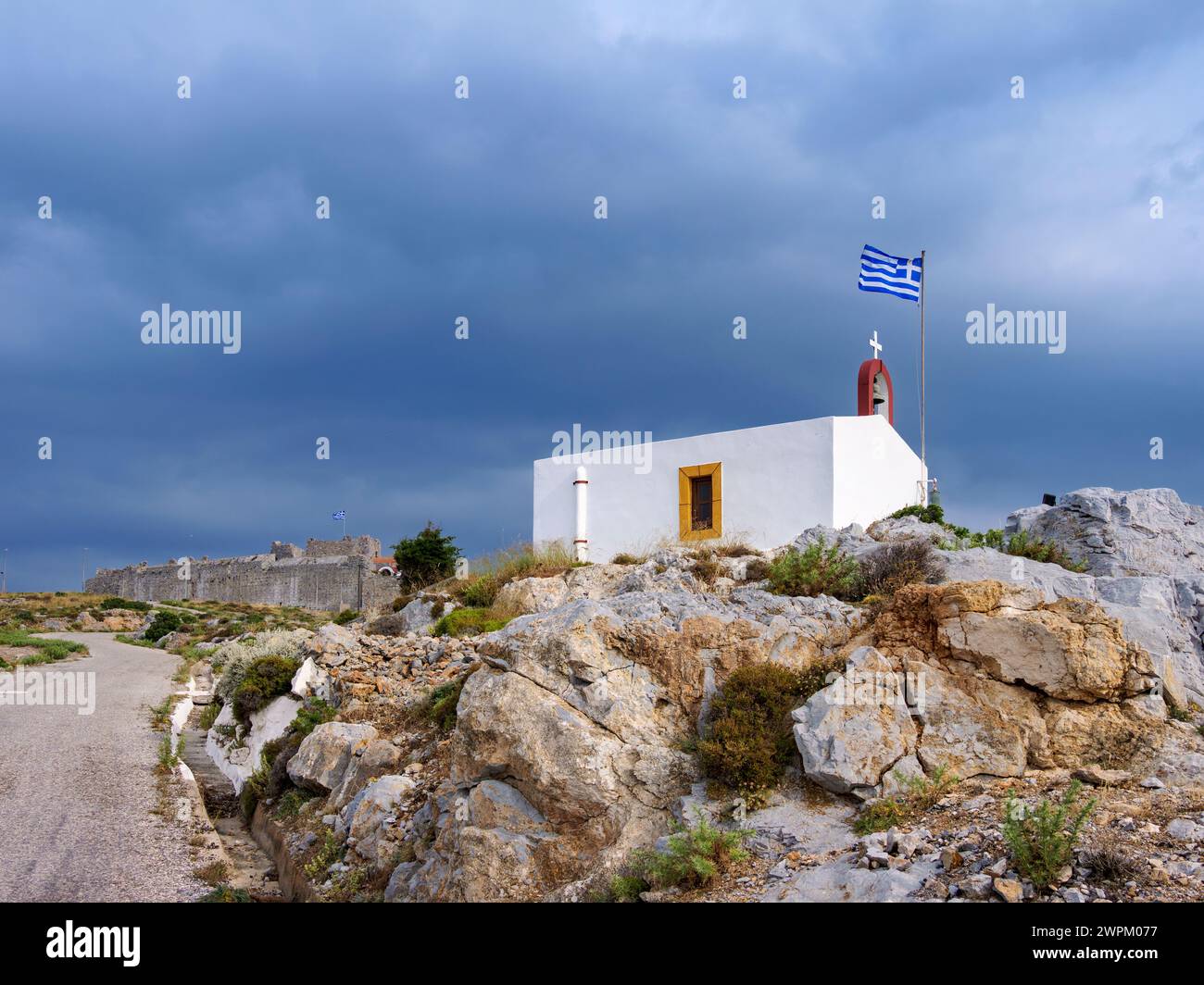 Église du Prophète Elias, Île de Leros, Dodécanèse, Îles grecques, Grèce, Europe Banque D'Images