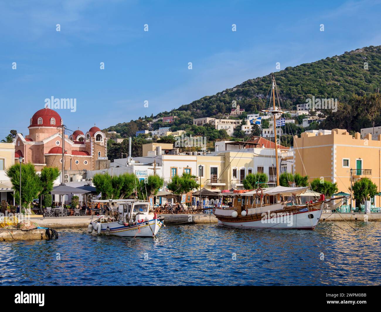 Port à Agia Marina, Île de Leros, Dodécanèse, Îles grecques, Grèce, Europe Banque D'Images