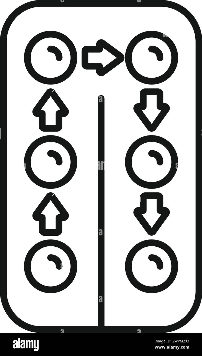 Vecteur de contour d'icône de blister de pilules féminines. Le cycle de l'âge de la ménopause. Menstruation raide Illustration de Vecteur