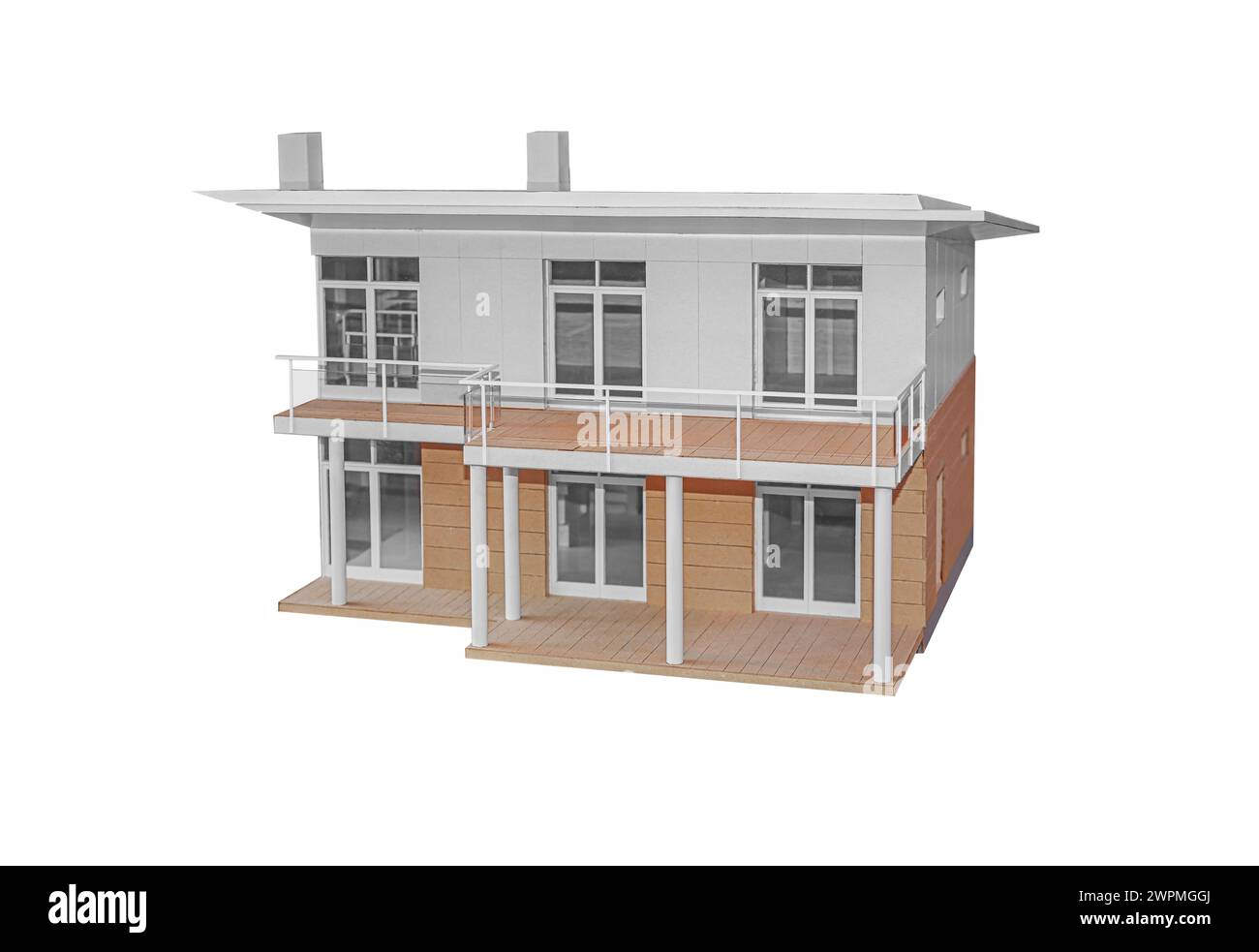 Maquette d'une maison de deux étages isolée. Banque D'Images
