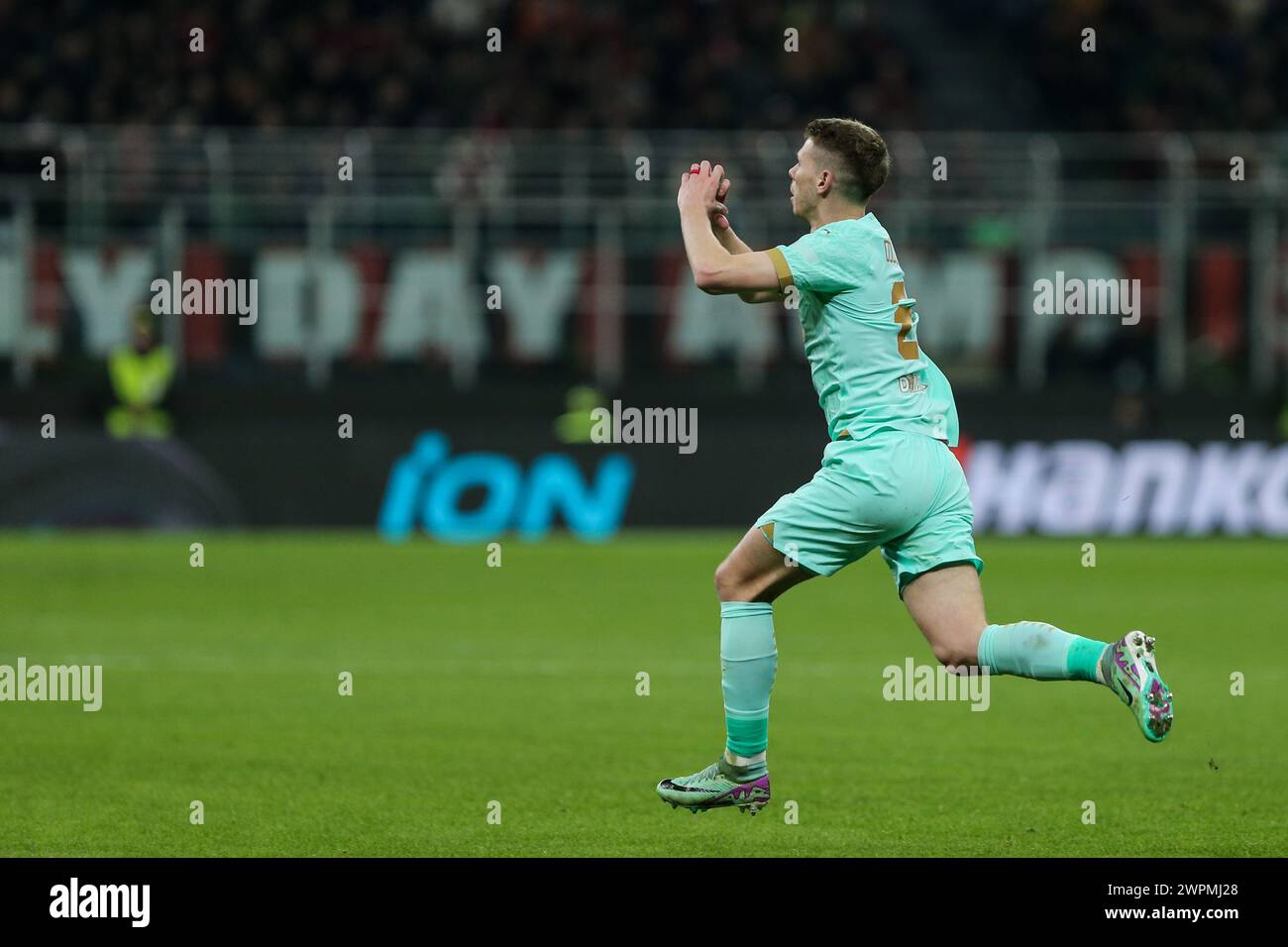 Milan, Italie, 07 mars 2024. Doudera célèbre lors du match entre Milan et Slavia Prague pour l'UEFA Europa League au stade Giuseppe Meazza, Mi Banque D'Images