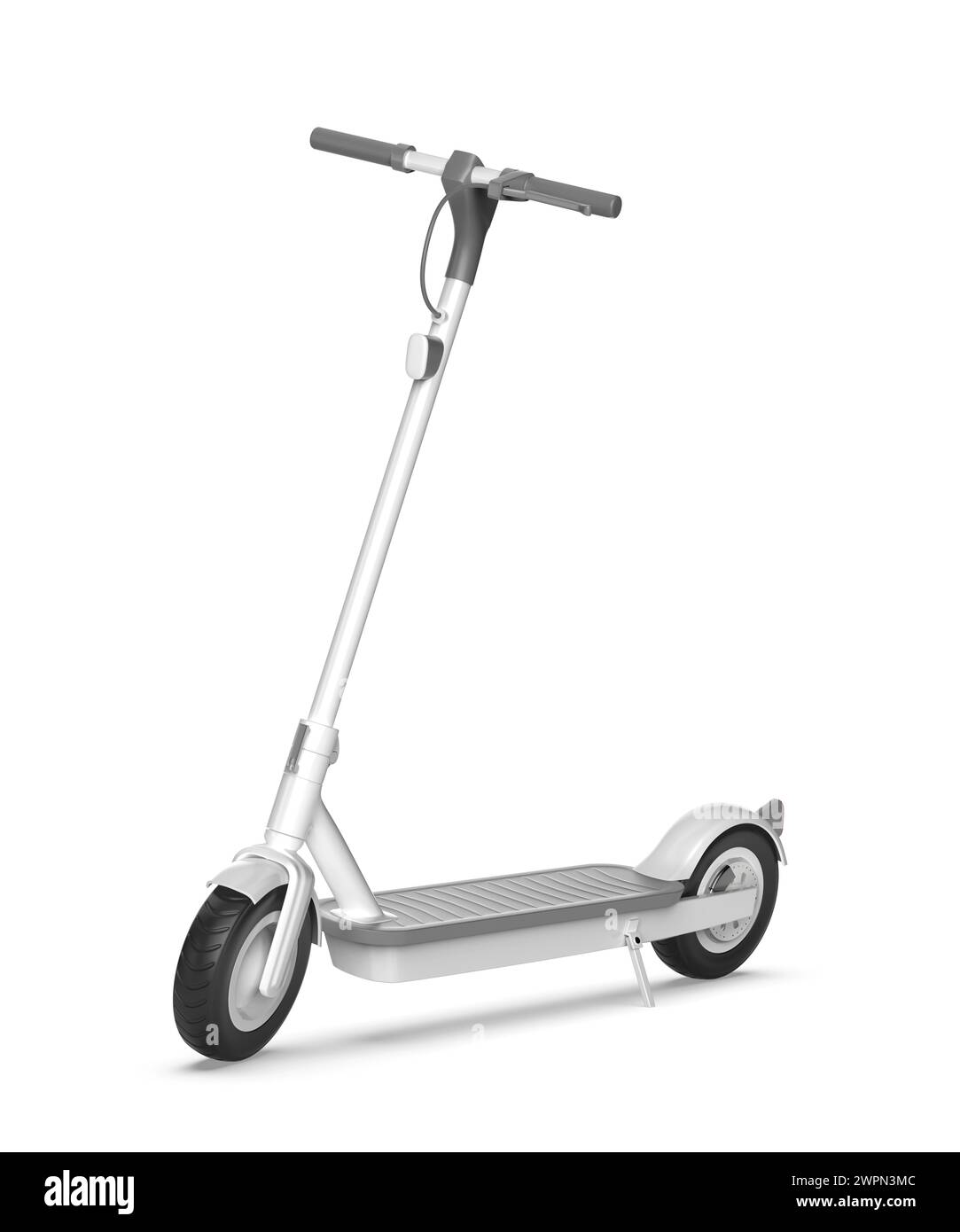 Scooter électrique blanc sur fond blanc Banque D'Images