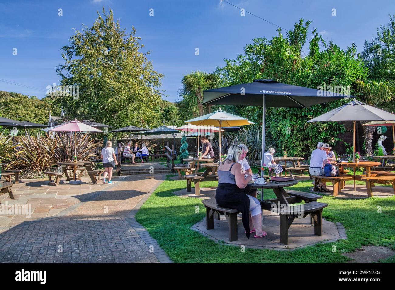 Café en plein air avec excursions à la journée, Godshill, île de Wight, Hampshire, Grande-Bretagne, Angleterre Banque D'Images