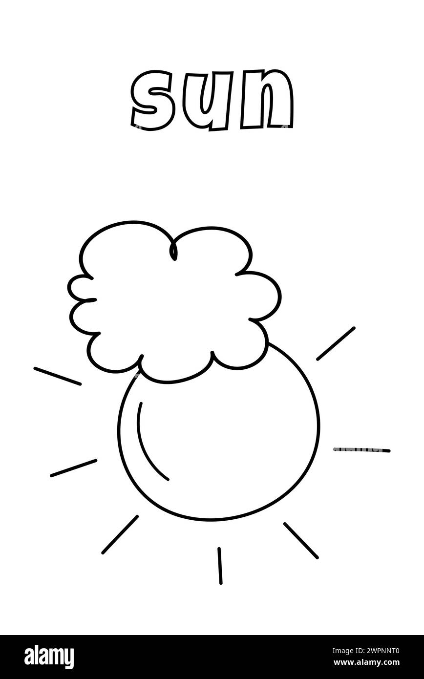 Coloriage avec des lignes épaisses pour les plus petits, page de coloriage du soleil Illustration de Vecteur