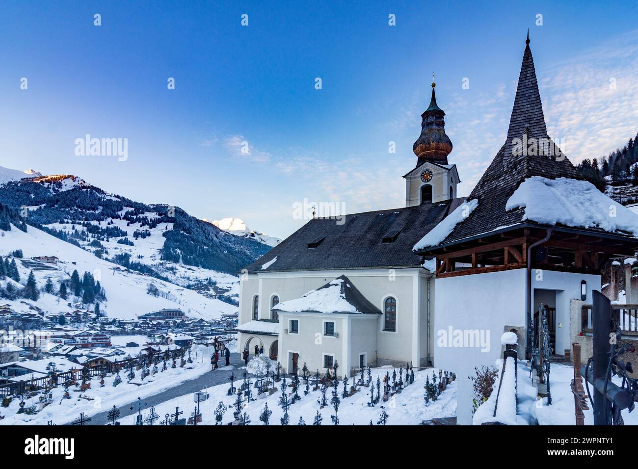 Großarl, église Großarl, neige à Pongau, Salzbourg, Autriche Banque D'Images