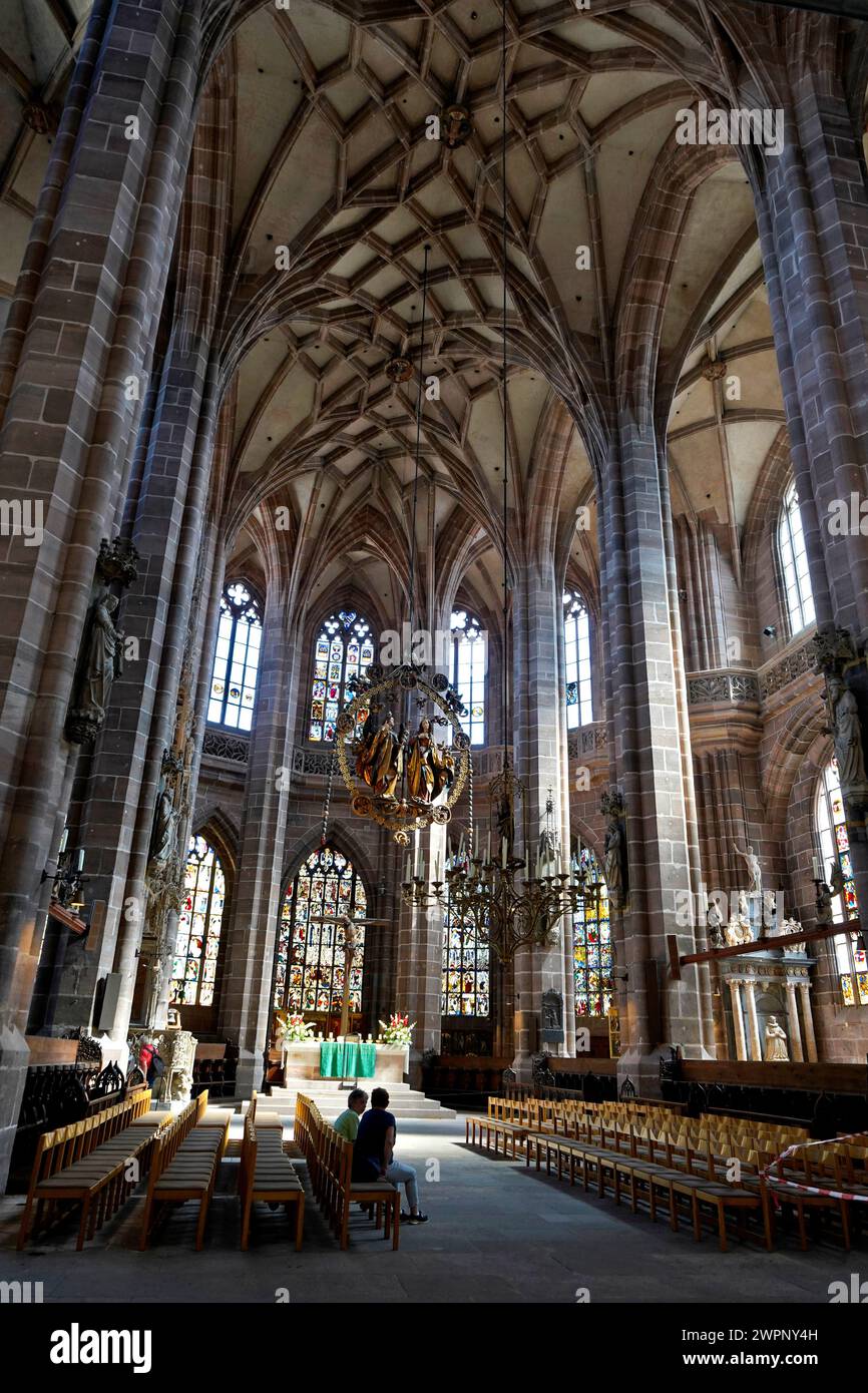 Allemagne, Bavière, moyenne Franconie, Nuremberg, vieille ville, église de. Lawrence, intérieur Banque D'Images