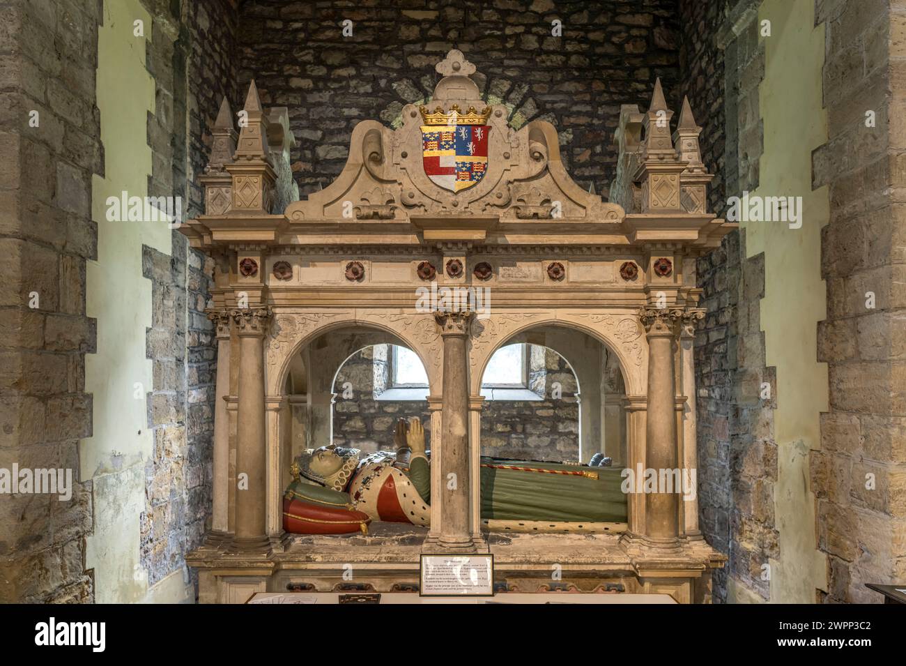 Tombe de Henry Somerset, 2e comte de Worcester, église du prieuré St Mary à Chepstow, pays de Galles, Grande-Bretagne, Europe Banque D'Images