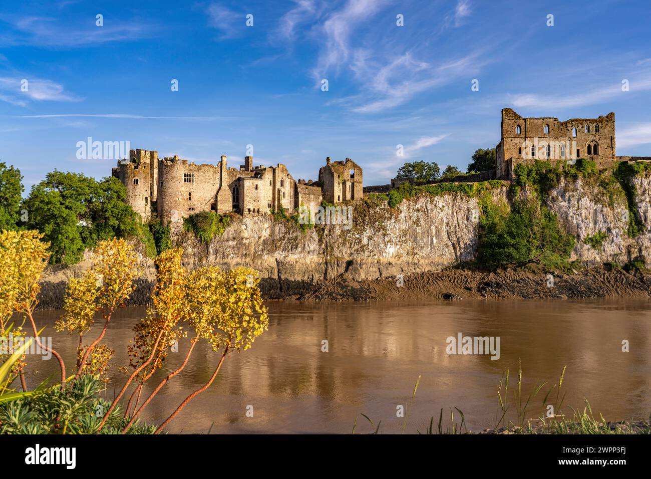 Ruines du château de Chepstow sur la rivière Wye, Chepstow, Monmouthshire, pays de Galles, Grande-Bretagne, Europe Banque D'Images