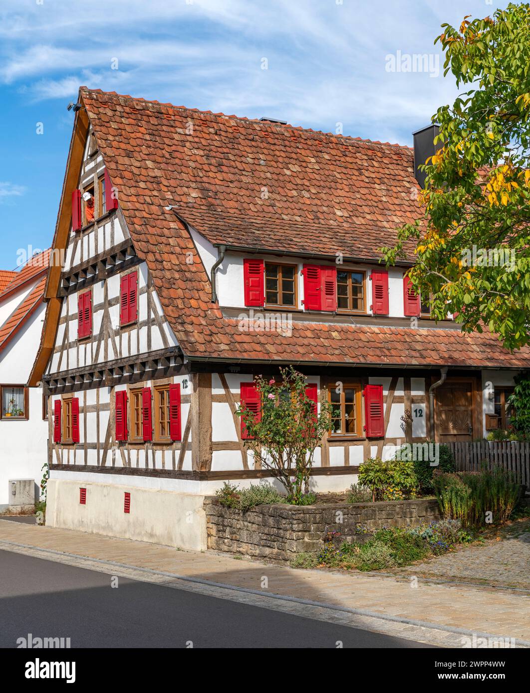 Nehren, quartier de Tübingen, maison à colombages à Hauchlinger Straße 12. Banque D'Images