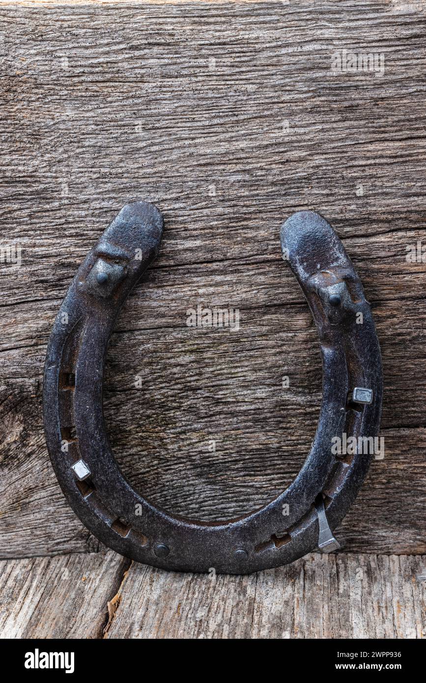 Vieux fer à cheval comme décoration, symbole de chance Banque D'Images