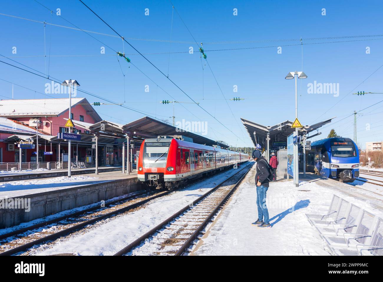 Holzkirchen, gare de Holzkirchen, train local de BOB, Münchner Umland, haute-Bavière, Bavière, Allemagne Banque D'Images