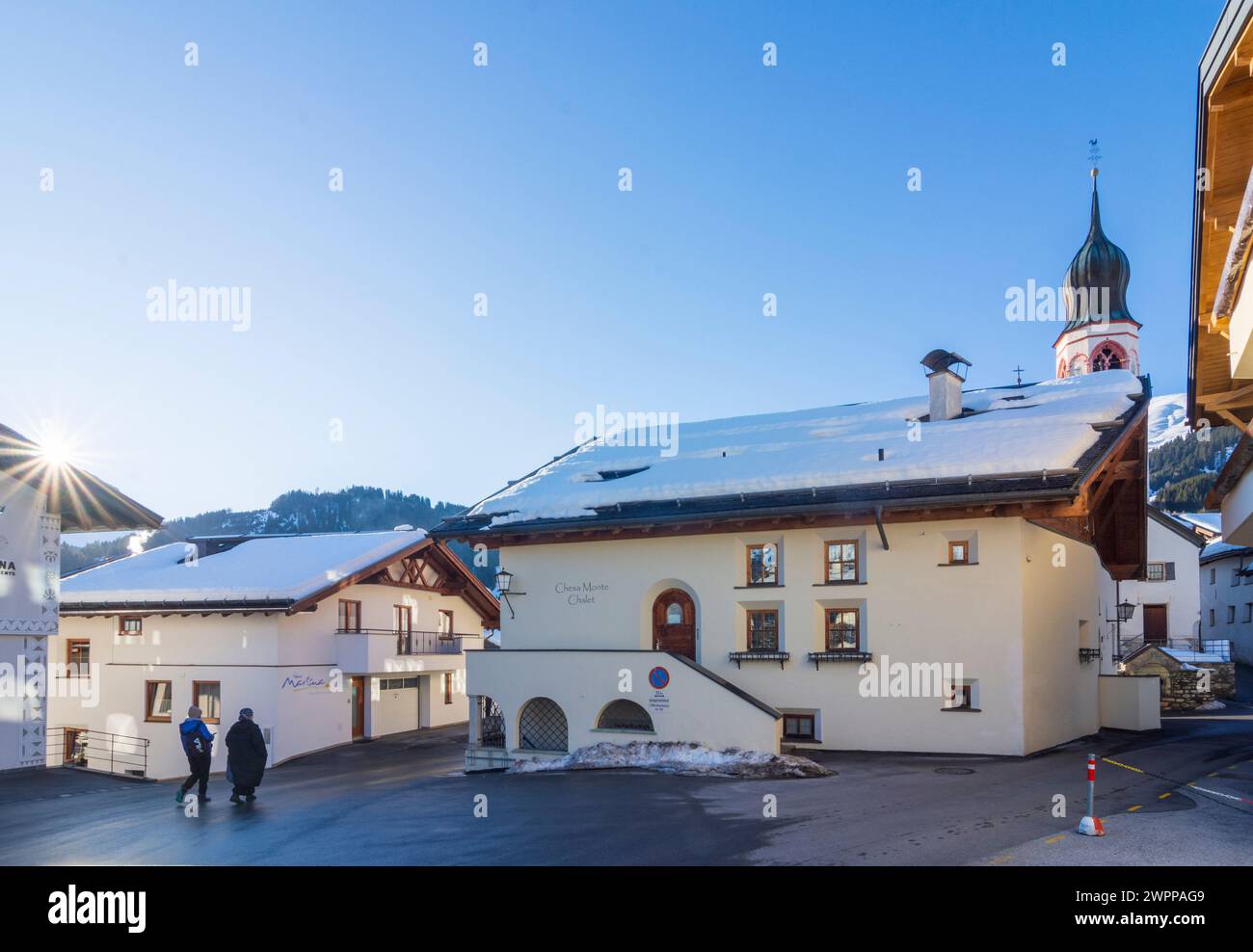 Fiss, église Fiss à Serfaus-Fiss-Ladis, Tyrol, Autriche Banque D'Images