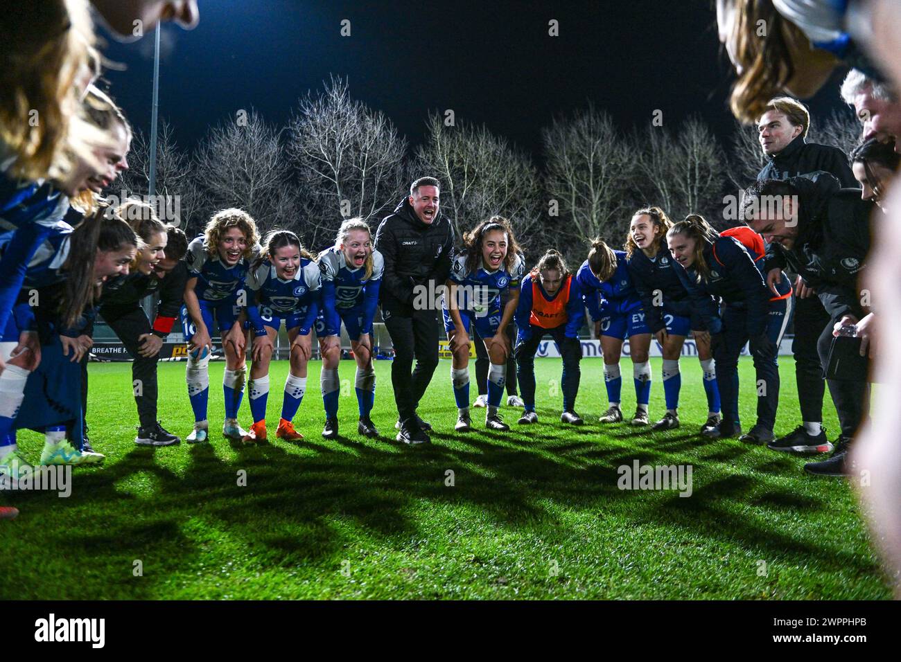 Gand, Belgique. 08 mars 2024. L'entraîneur adjoint Angelo Gaytant de AA Gent Ladies et de l'équipe Gent photographié après un match de football féminin entre AA Gent Ladies et Club Brugge YLA le 18ème jour de la saison 2023 - 2024 de la Super League belge Lotto Womens, le vendredi 8 mars 2024 à Gent, BELGIQUE . Crédit : Sportpix/Alamy Live News Banque D'Images
