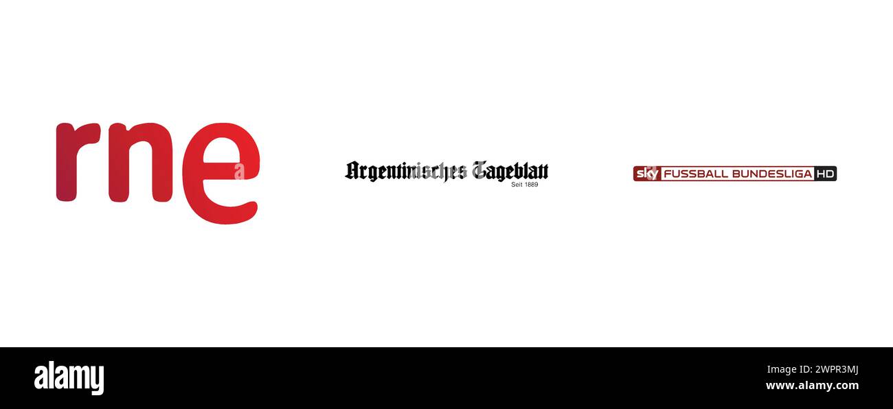Argentinisches Tageblatt, Sky Fussball Bundesliga HD, RNE. Collection de logo de marque vectorielle. Illustration de Vecteur