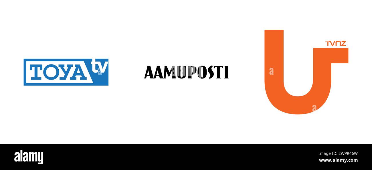 TOYA TV, UTVNZ, AAMUPOSTI. Collection de logo de marque vectorielle. Illustration de Vecteur