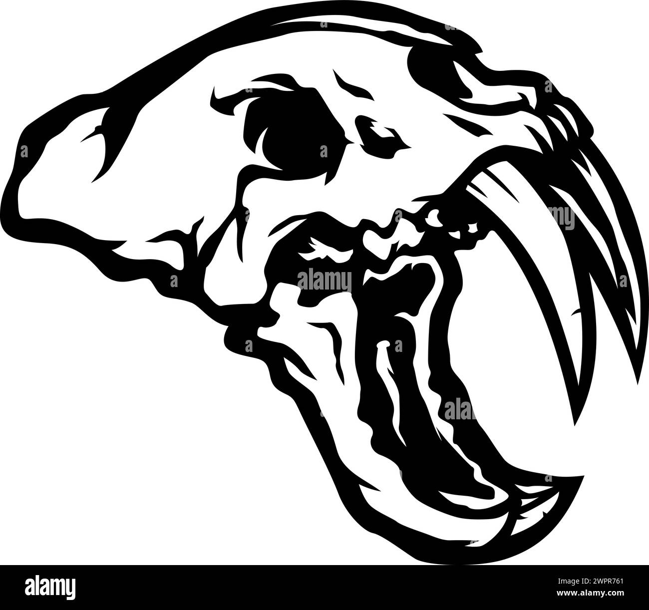 Crâne de tigre à dents de Sabre Illustration de Vecteur