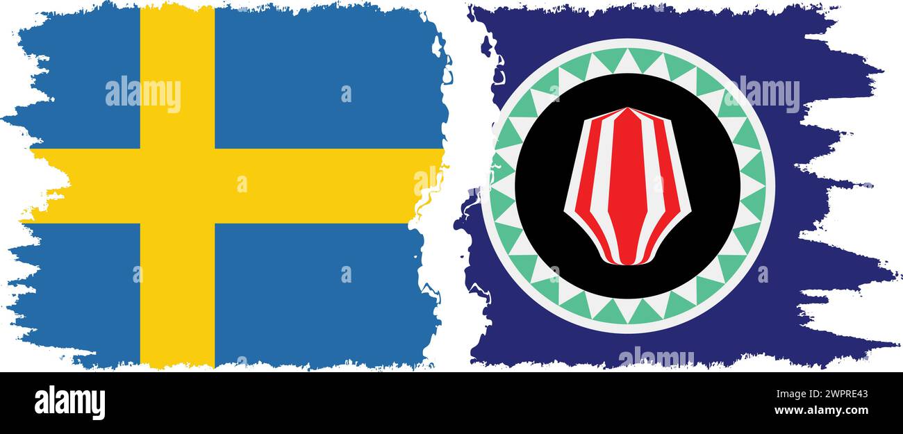 Bougainville et Suède grunge drapeaux connexion, vecteur Illustration de Vecteur