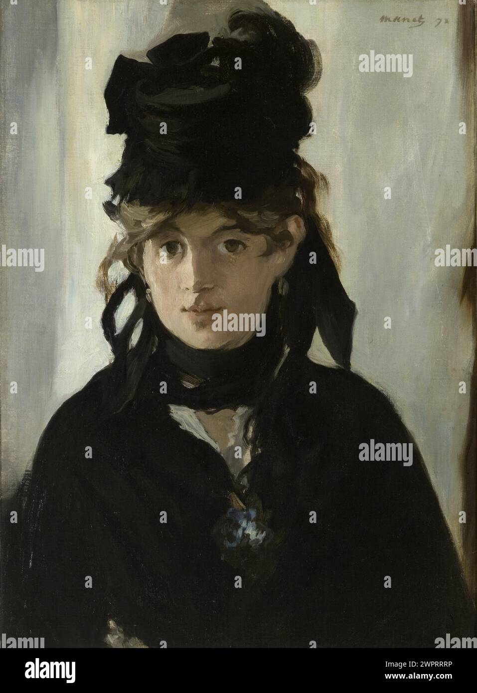 Portrait de Berthe Morisot avec un bouquet de violettes, 1872 Édouard Manet Banque D'Images