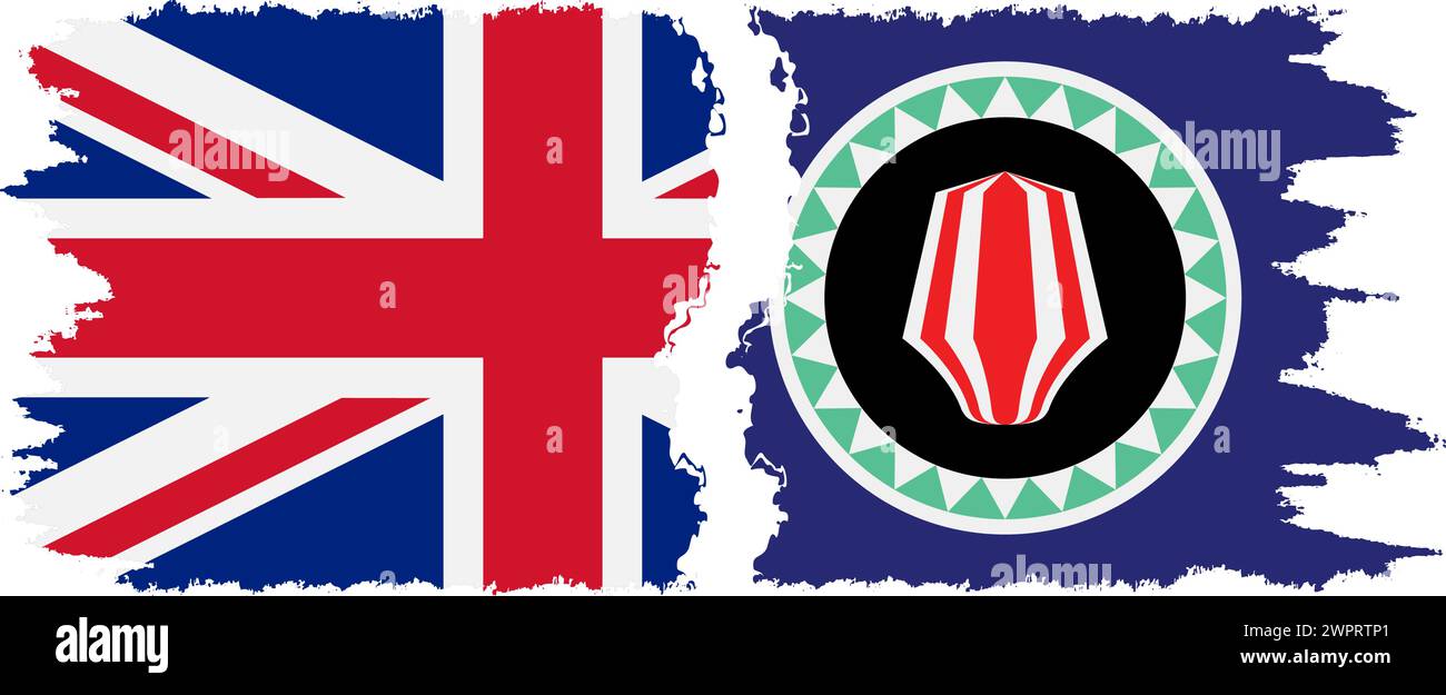 Bougainville et le Royaume-Uni grunge drapeaux connexion, vecteur Illustration de Vecteur