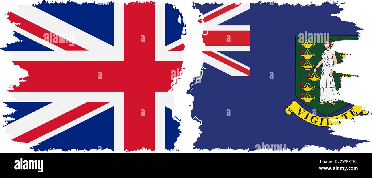 Connexion des drapeaux grunge des îles Vierges britanniques et du Royaume-Uni, vecteur Illustration de Vecteur