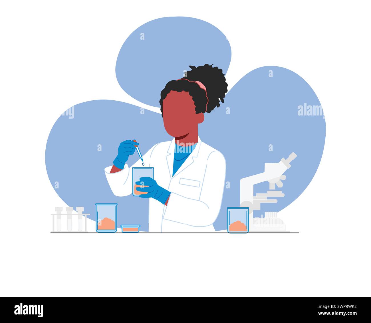 Scientifique afro-américain travaillant en laboratoire. Illustration vectorielle dans un style plat Illustration de Vecteur