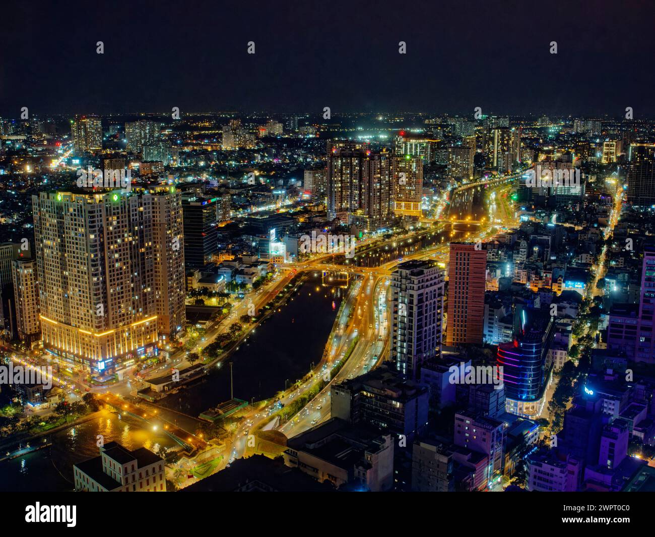 Rivière Saigon dans la nuit Ho Chi Minh ville Vietnam TV000633 Banque D'Images