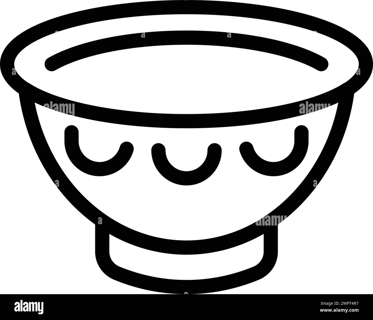 Vecteur de contour d'icône de bol à soupe. Les vaisseaux culinaires de la cantine. Assiettes en céramique Illustration de Vecteur