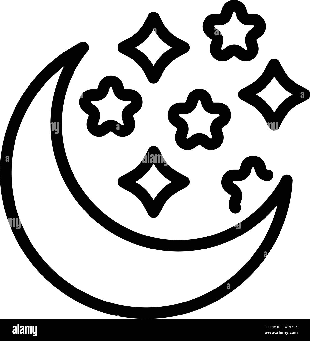 Vecteur de contour d'icône de nuit. Régime de sommeil. Chambre de nuit Illustration de Vecteur