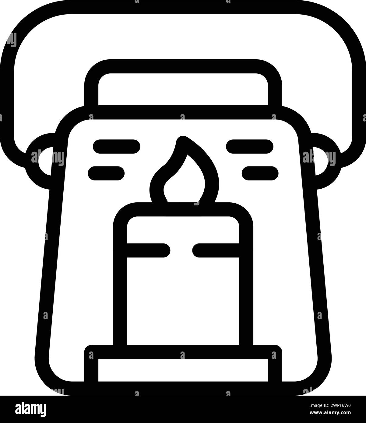 Vecteur de contour d'icône de lumière brûlante nocturne. Bougie relaxante endormie. ECLAIRAGE lumineux de la chambre Illustration de Vecteur